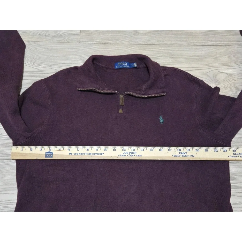Polo Ralph Lauren Purple Maroon 1/4 Zip Pullover Sweatshirt Large 100% Cotton